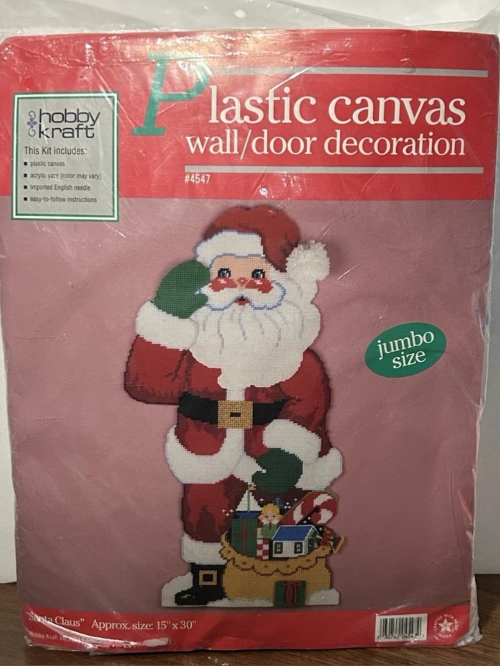 Hobby Kraft jumbo size plastic canvas kit Santa Claus holiday Christmas